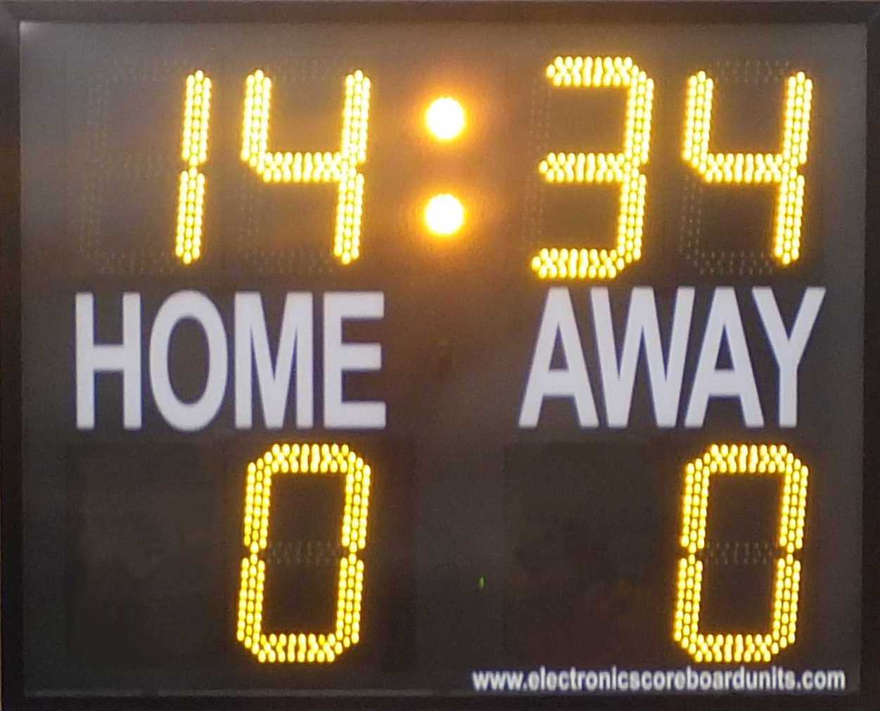 Soccer scoreboard with match timer